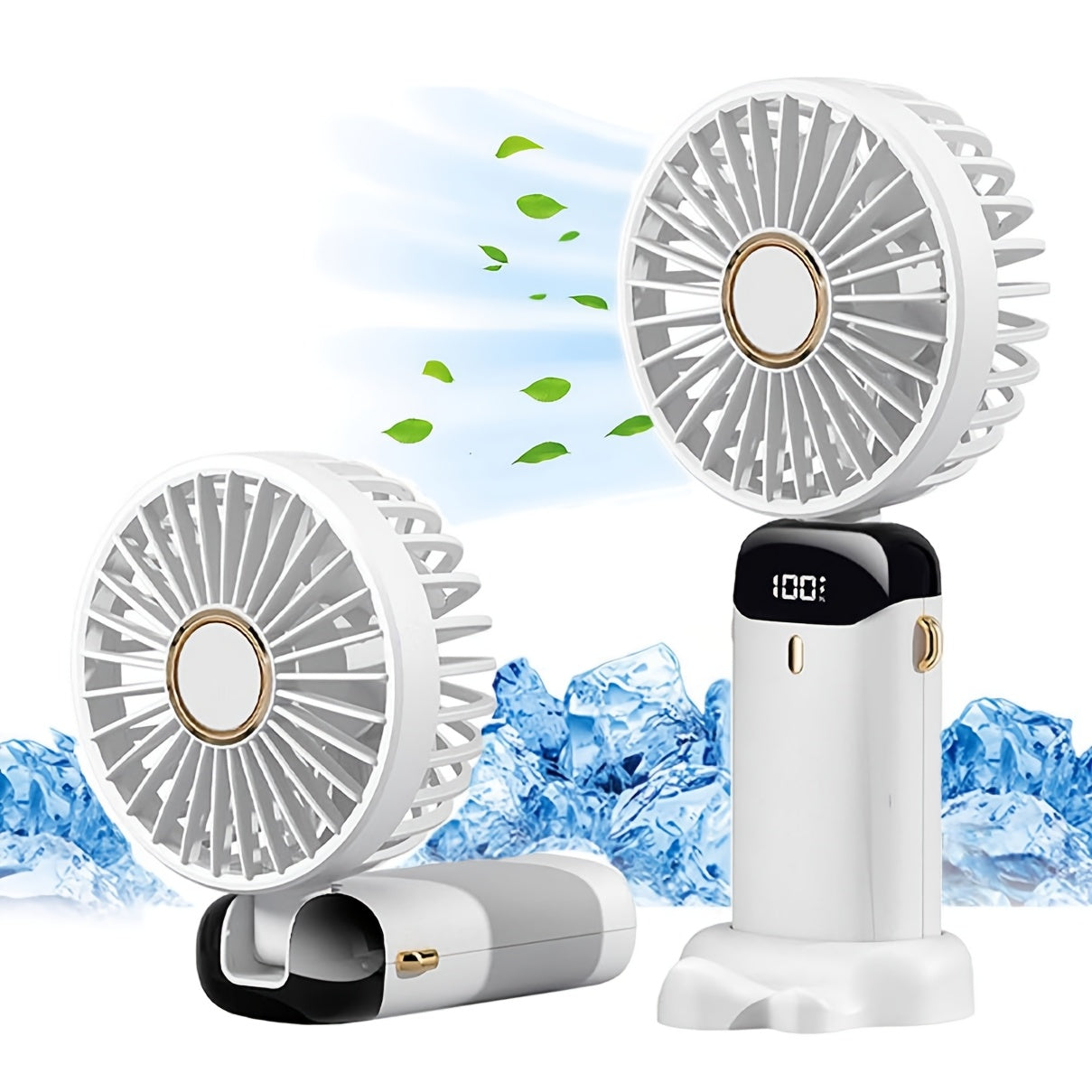 Portable Handheld Fan with Digital Display 5 Speed Adjustable Rechargeable Lithium Battery