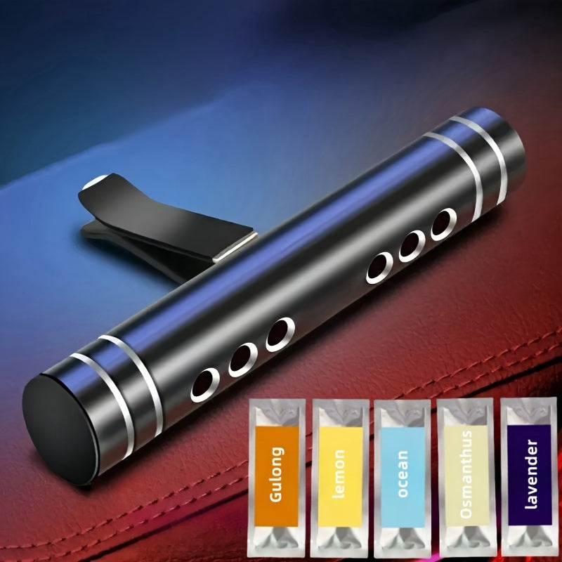 6 Pieces Car Air Freshener Aluminum Alloy Diffuser with 5 Refills Odor Eliminator