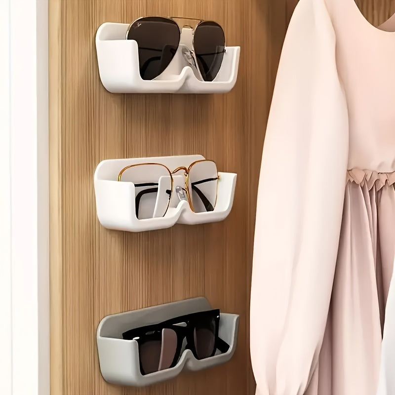 White Wall-Mounted Glasses Storage Rack Display Shelf for Eyewear and Accessories