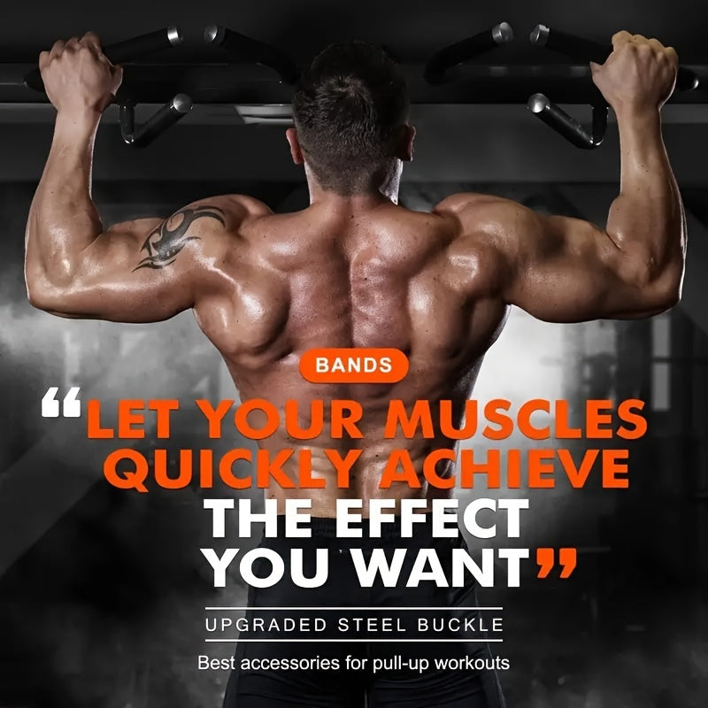 Set of 5 Heavy-Duty Latex Pull-Up Assist Bands with Adjustable Resistance and Knee Support