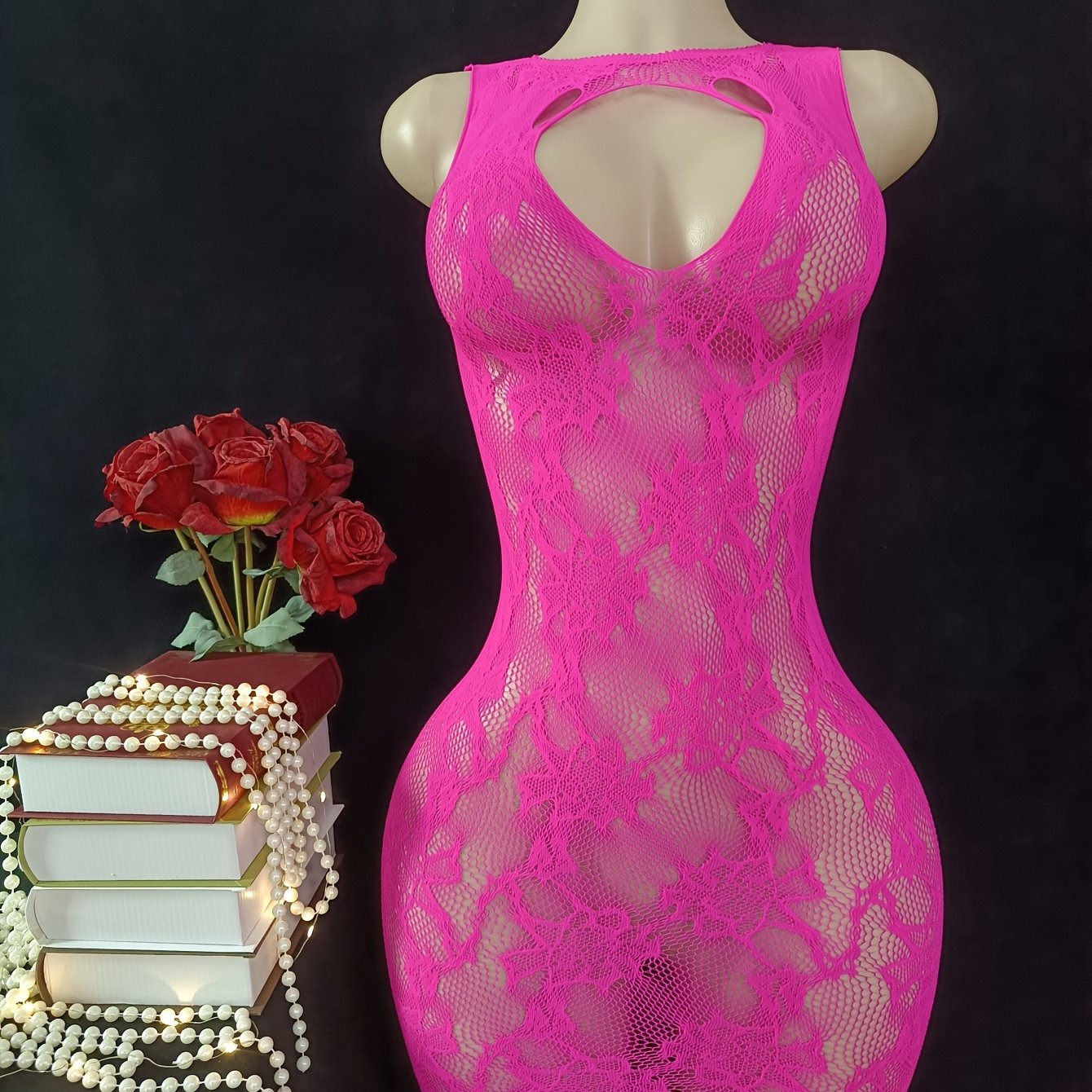 Vestido de lencería de red para mujer, malla sexy, body, vestido de playa, talla única