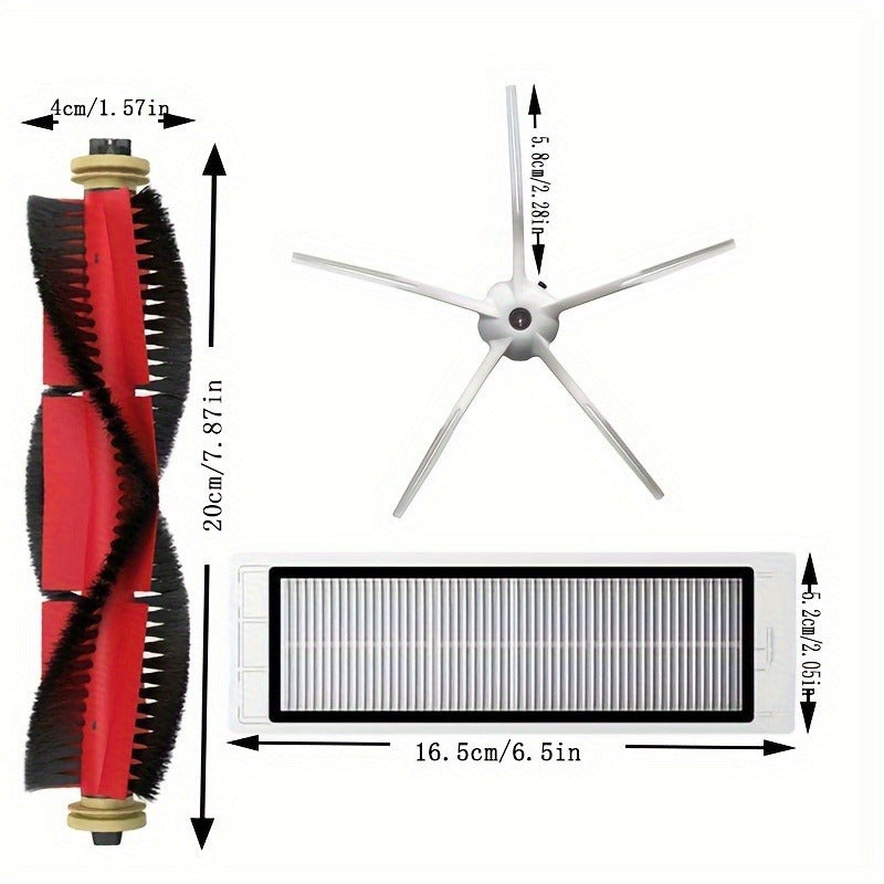 Комплект аксессуаров для роботов-пылесосов Roborock и Xiaomi 1S, включает 11 прочных заменяемых деталей из АБС для различных моделей, таких как S5 Max, S50, S55, S6, S6 Pure и E4. В комплект входят боковые щетки, роликовые щетки, HEPA-фильтры и отвертка.