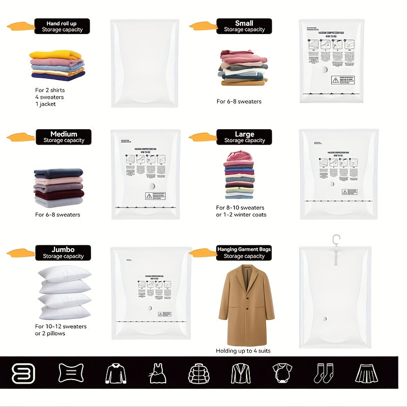 4/8 Piece Storage and Organization Bag Set with Manual Pump for Closet Space Saving