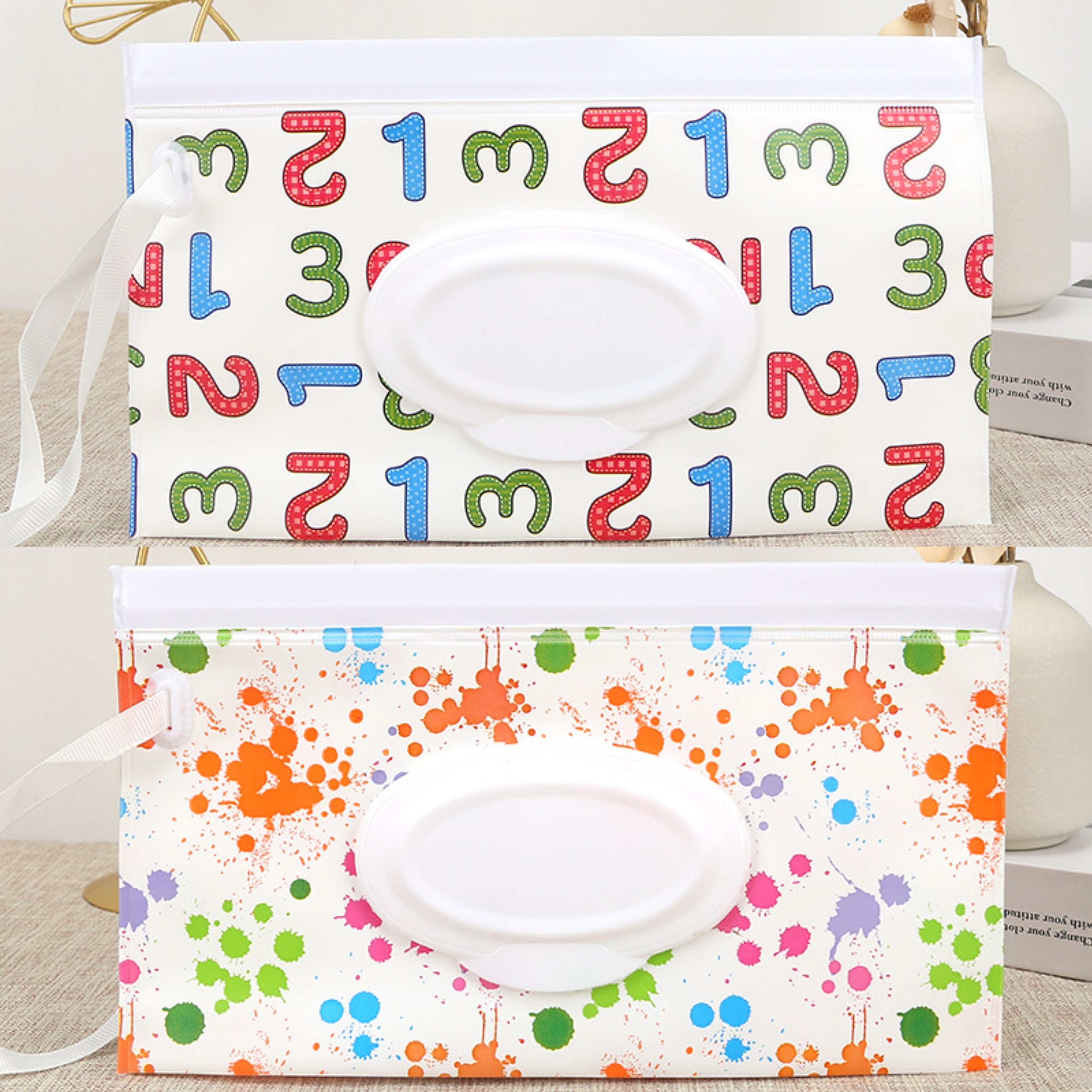 Set of 2 or 4 Reusable Wet Wipe Dispenser Bags for Travel