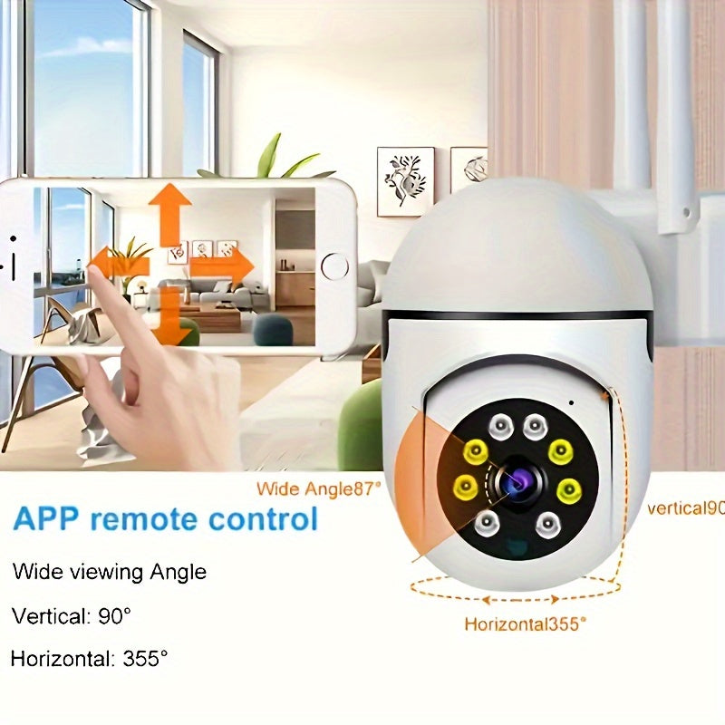 1080P Indoor Security Camera with Night Vision 355° Rotation Motion Detection Two-Way Audio Wall Mount