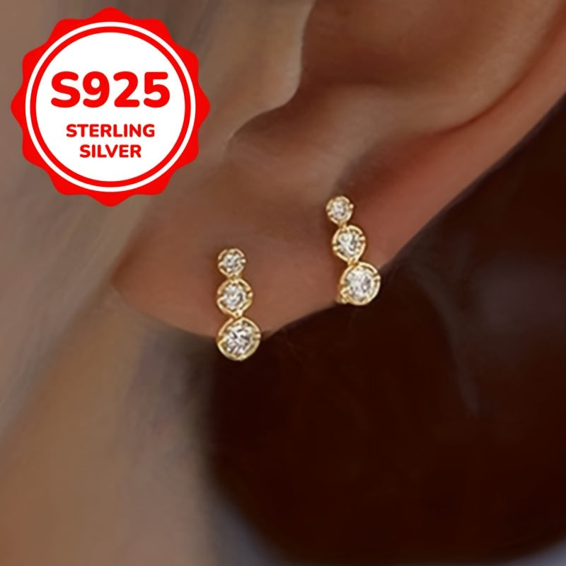 Women's Silver Earrings with Geometric Round Shapes for Engagement