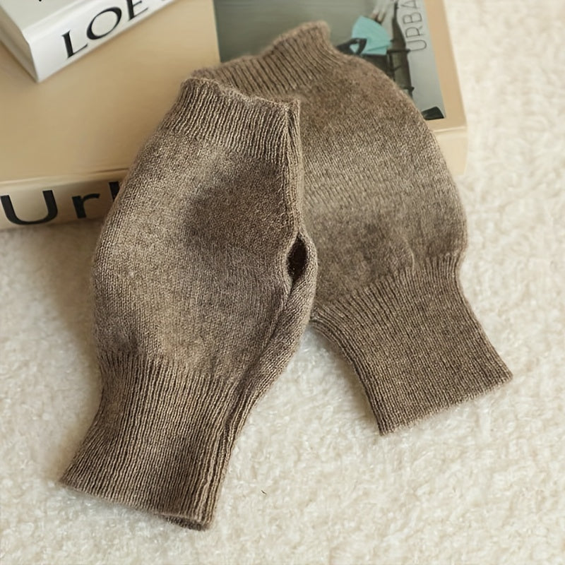 Women's Cashmere Mittens Hand-Knitted Warm Elastic Easy Care