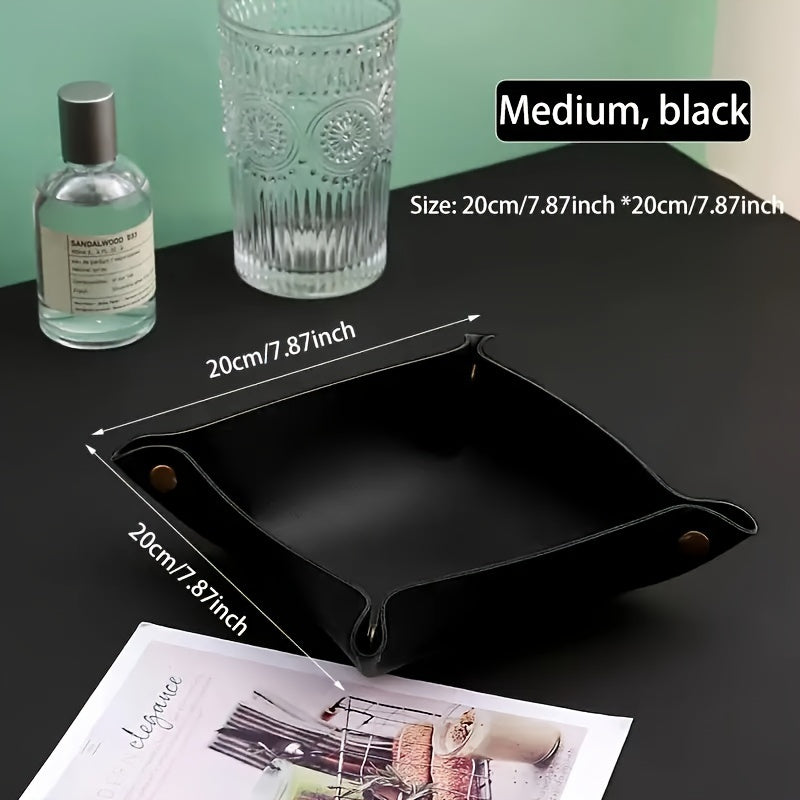 European Leather Desk Organizer for Keys Jewelry and Cosmetics Elegant Home Storage Tray