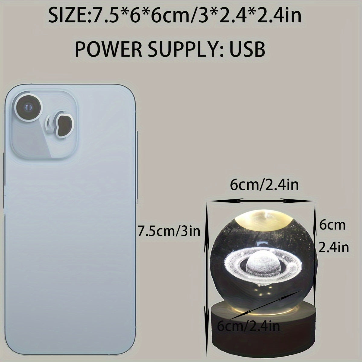 Crystal Saturn Night Light with Celestial Glow for Bedroom Decor