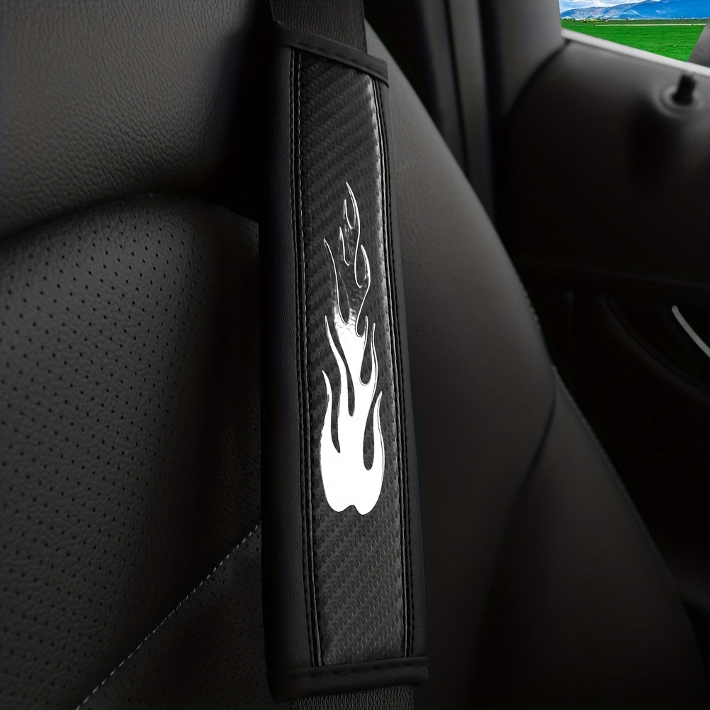 Universal Car Seat Belt Shoulder Protector Carbon Fiber Pattern PU Leather