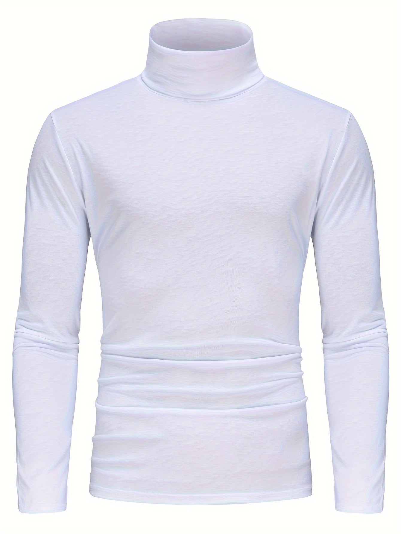 Men's Long Sleeve Turtleneck Shirts Solid Color Polyester Knit Fall Winter Set of Three