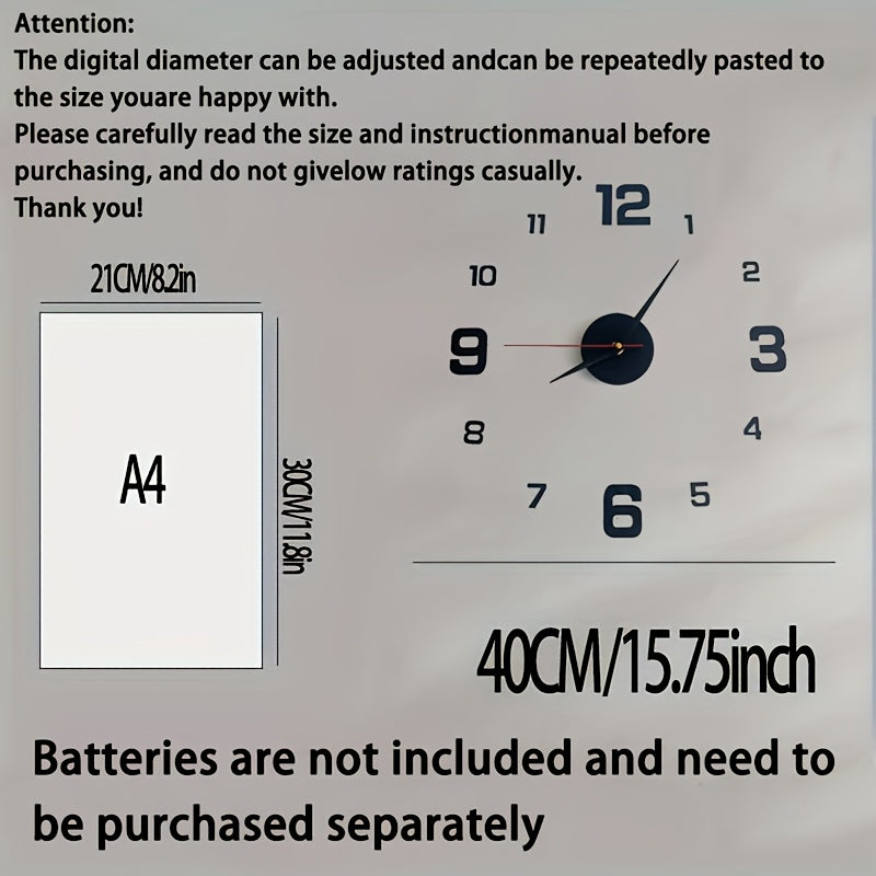 Modern 3D Digital Wall Clock Acrylic Luminous Large Display for Living Room and Bedroom