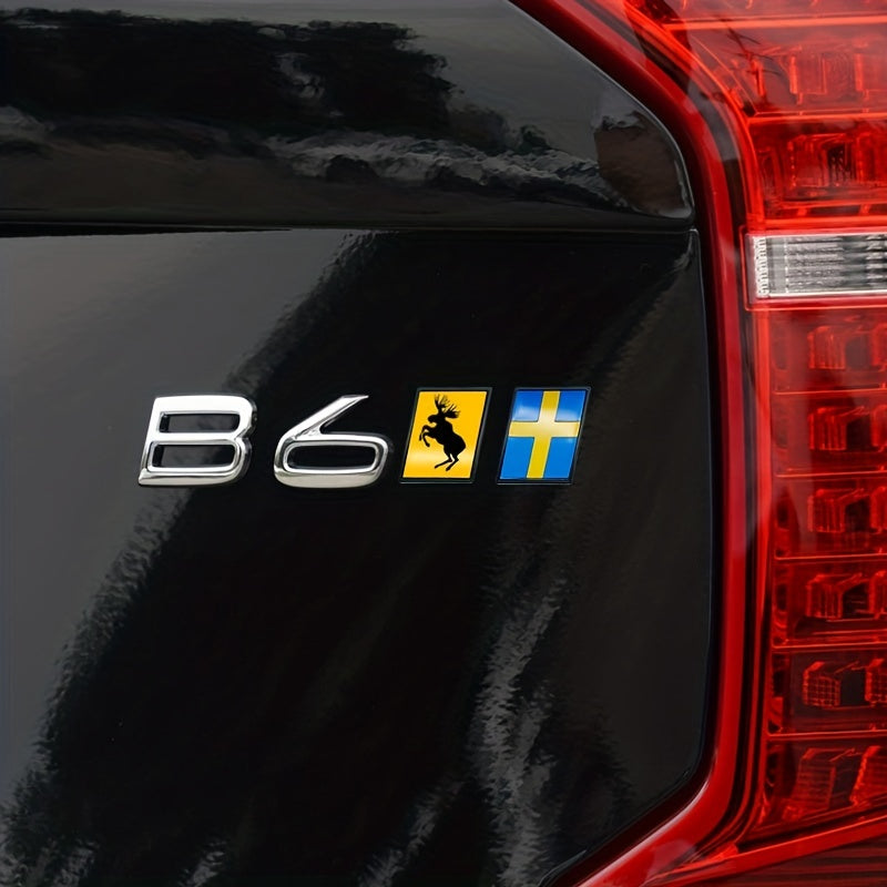Moose Emblem Metal Sticker for Car Trunk Decal Auto Body Badge, Swedish Flag