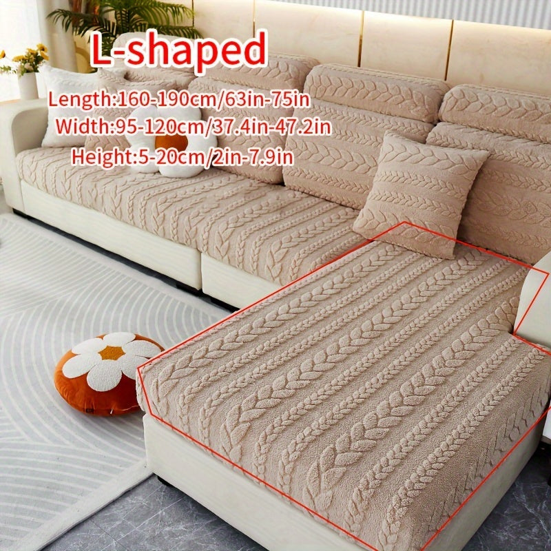 Wheat Sheaf Pattern Plush Sofa Cover Elastic Fit for 1-4 Seater Non-Slip Machine Washable