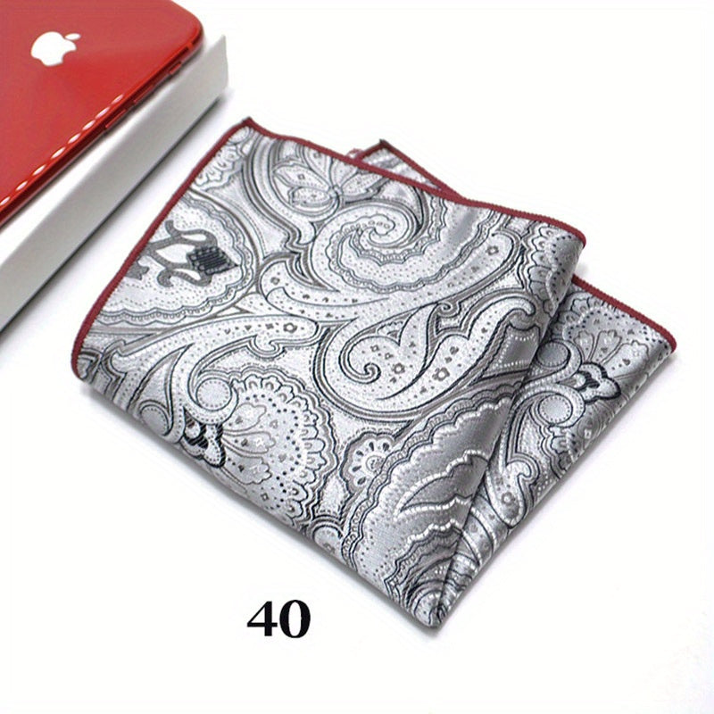 Pañuelo de bolsillo de jacquard paisley para hombre, patrón de anacardo, accesorio elegante