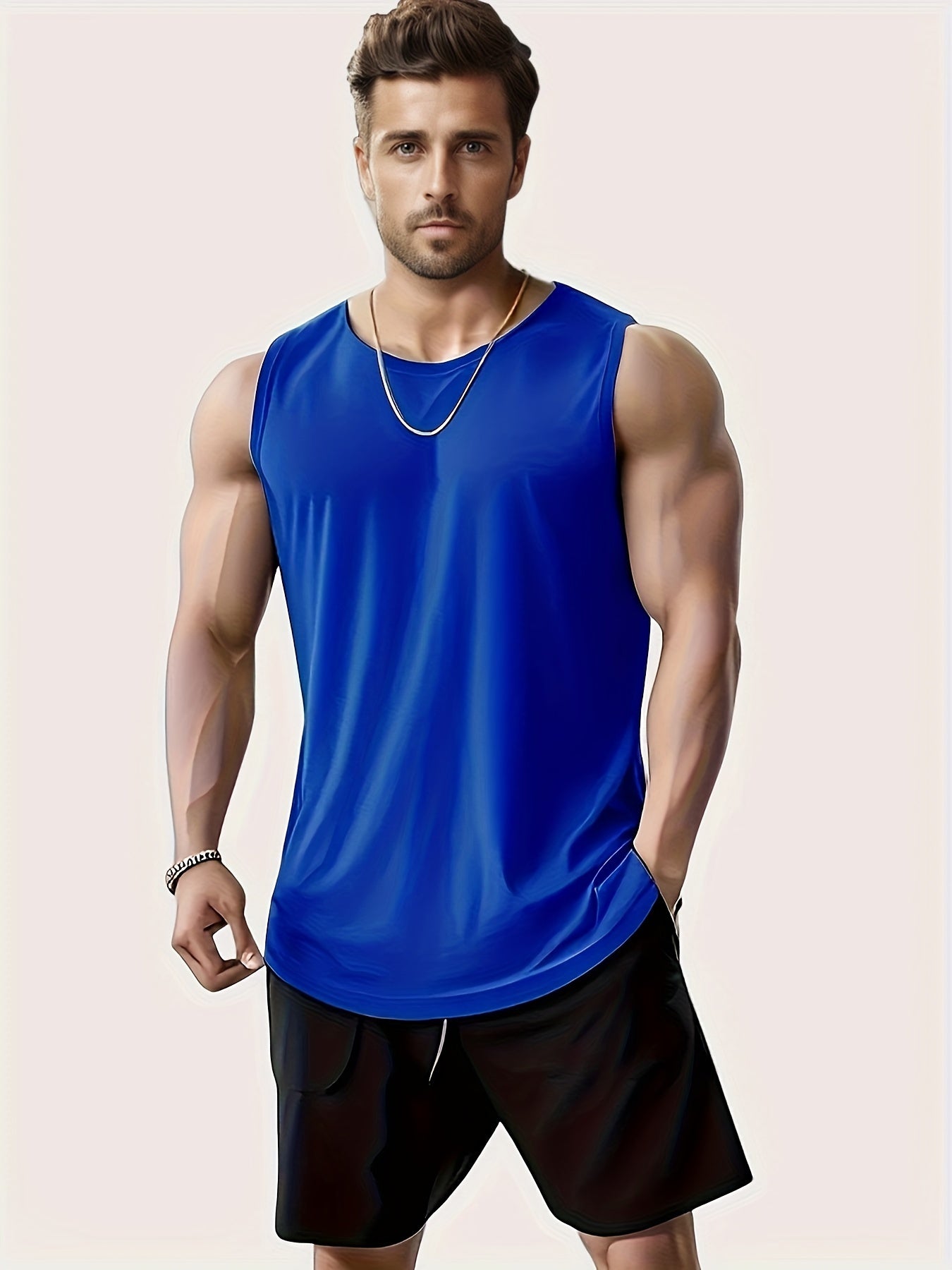 Men's Plus Size Sleeveless Tank Top for Running Training and Workouts Quick-Dry Breathable Polyester