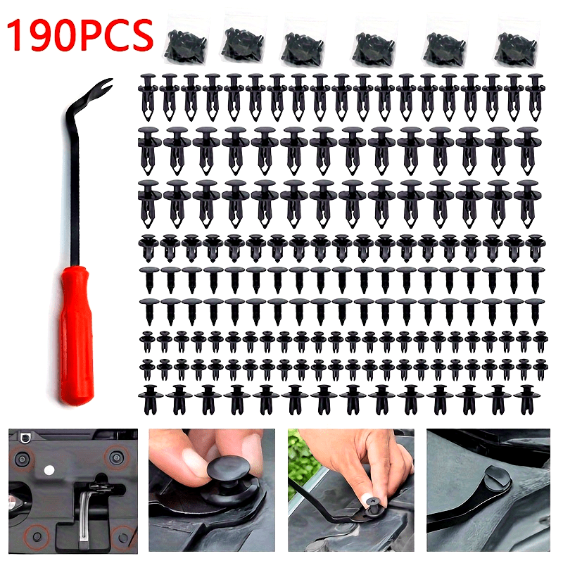 190pcs Auto Plastic Bumper Clips Fixing Nail Kit Car Body Rivets Fasteners