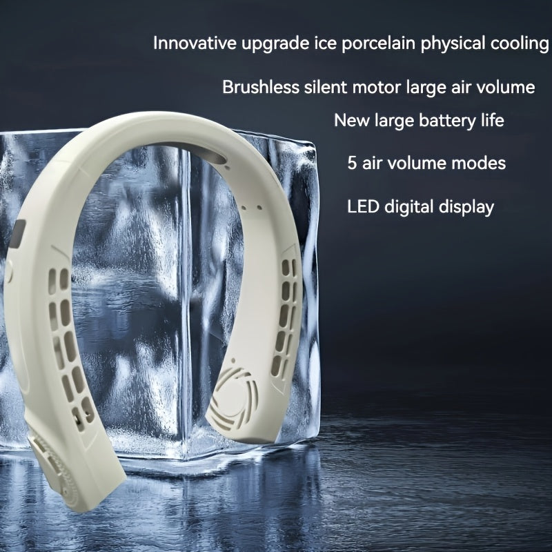 Mini Air Cooler Fan 2024 Neck-Hanging USB Rechargeable Quiet Leafless Indoor Outdoor