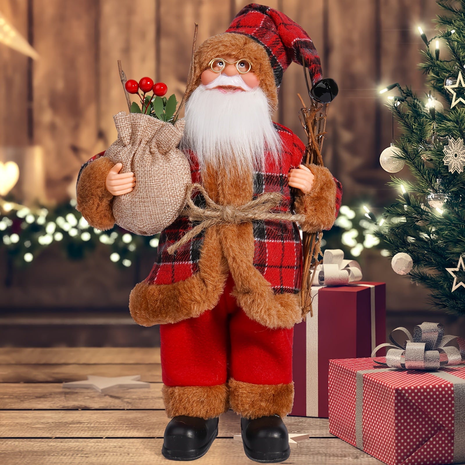 Christmas Decorations with Santa Claus and Gifts for Festive Atmosphere