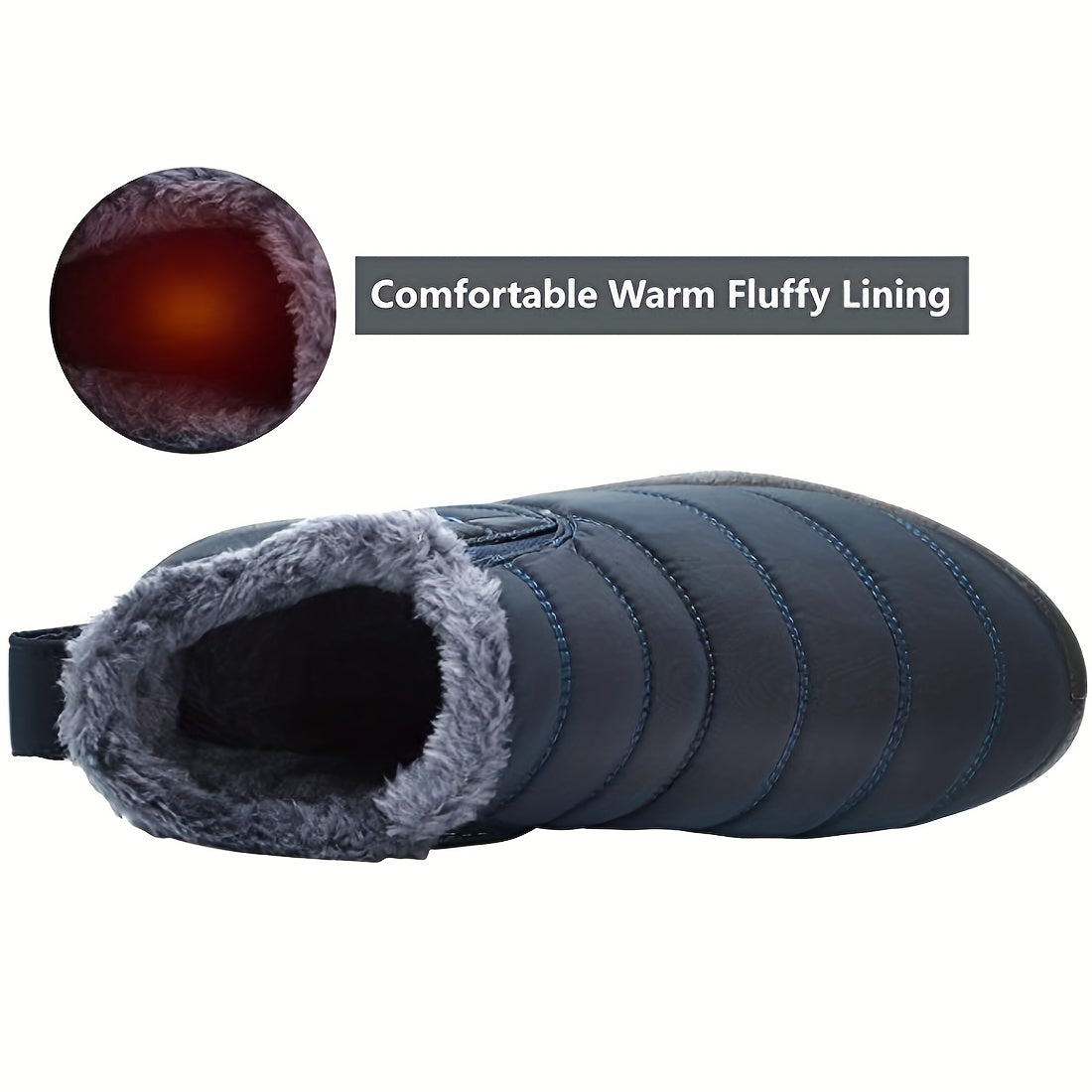 Women Men Lightweight Snow Boots Winter Anti-Slip Ankle Booties Faux Fur Lined