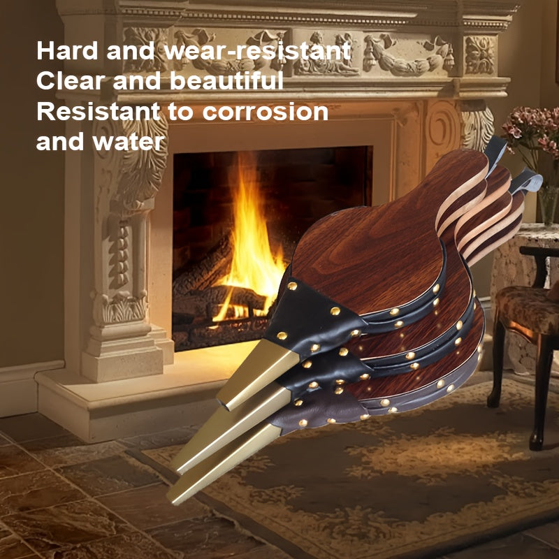 Wooden Fireplace Blower Hand Fan for Heat Distribution and BBQ Cleaning