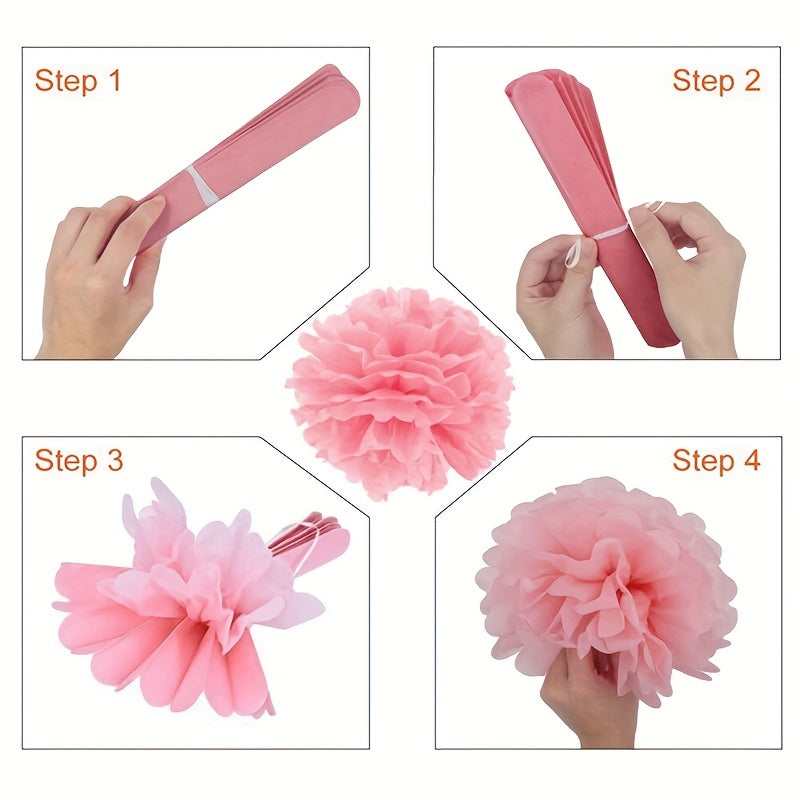 Set of 9 Paper Pom Pom Flowers for Party Decorations Events