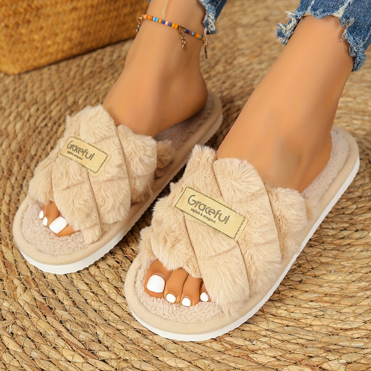 Women's Casual Indoor Flat Open-Toe Slippers for All Seasons