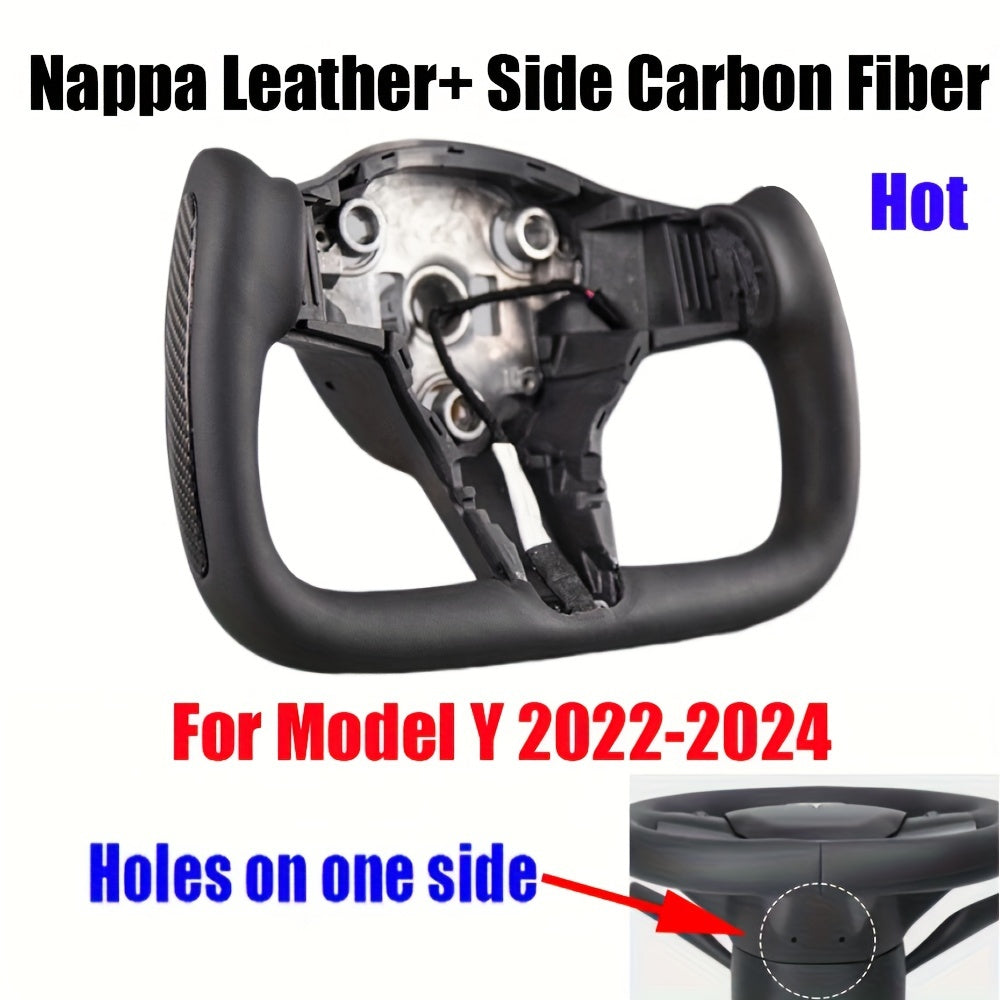 Yoke Steering Wheel Cover Carbon Fiber Heating Front Placement for Model Y and Y