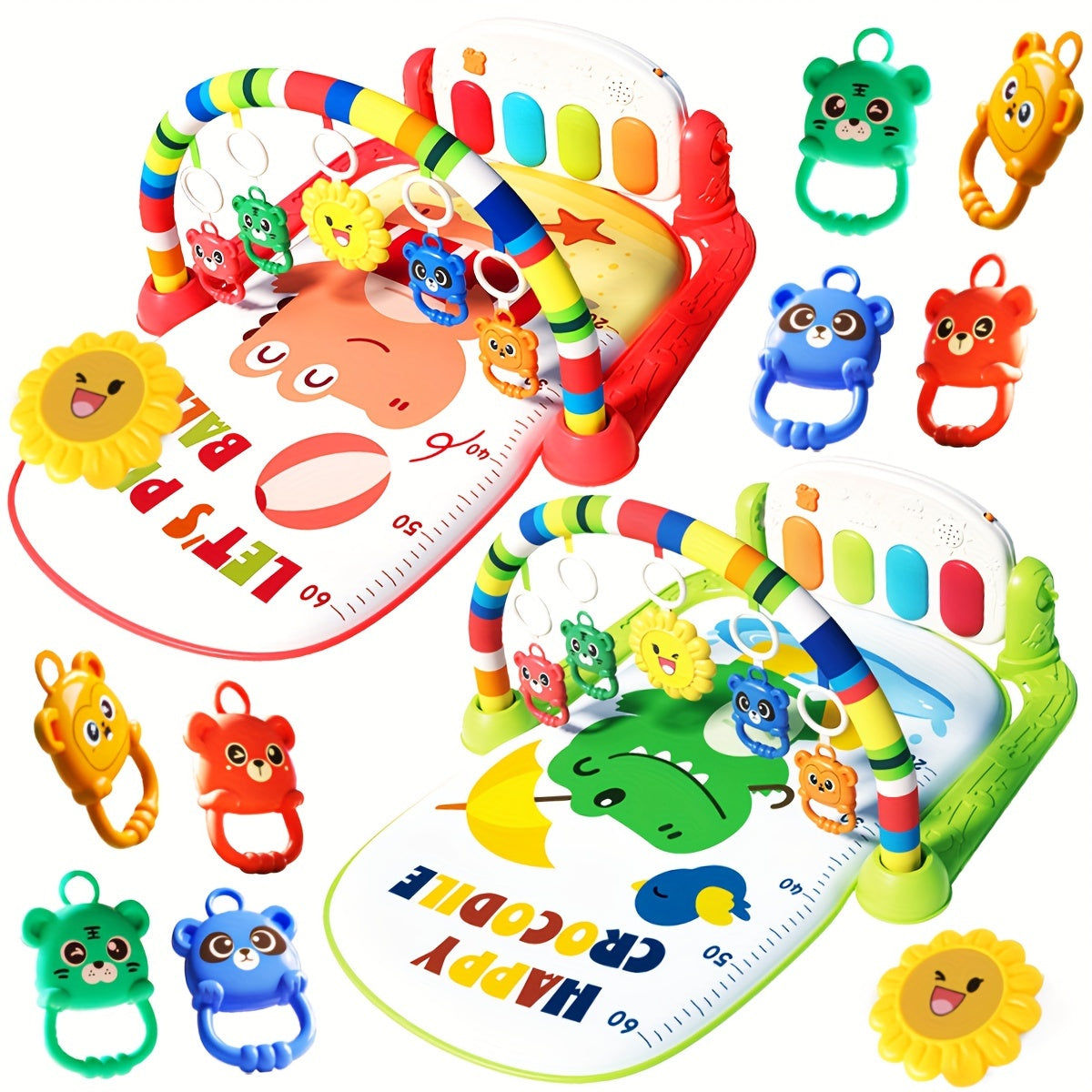 Infant Play Gym with Music and Piano Educational Activity Center for Ages 0-3 Polyester Mixed Color