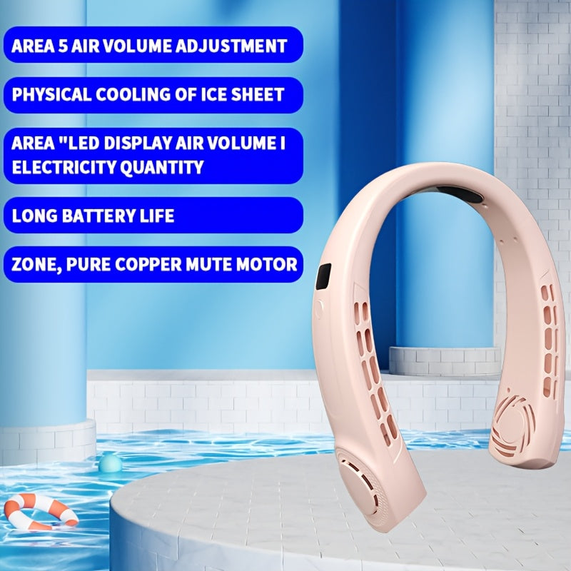 2025 Mini Neck Fan Bladeless USB Rechargeable Portable Cooling for Sports Camping Travel