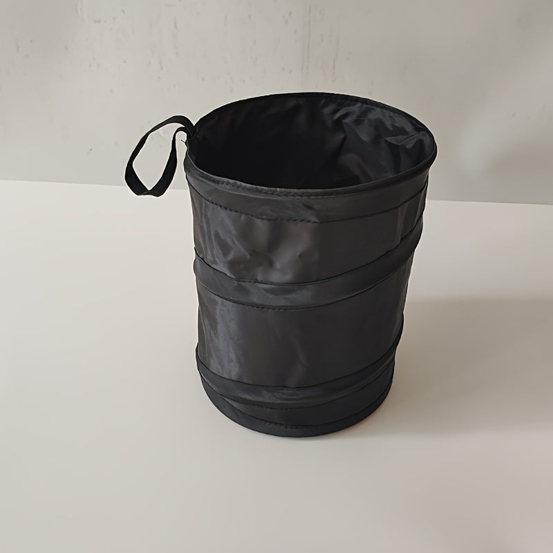 Portable Car Trash Can Foldable Auto Garbage Bin with Storage Black