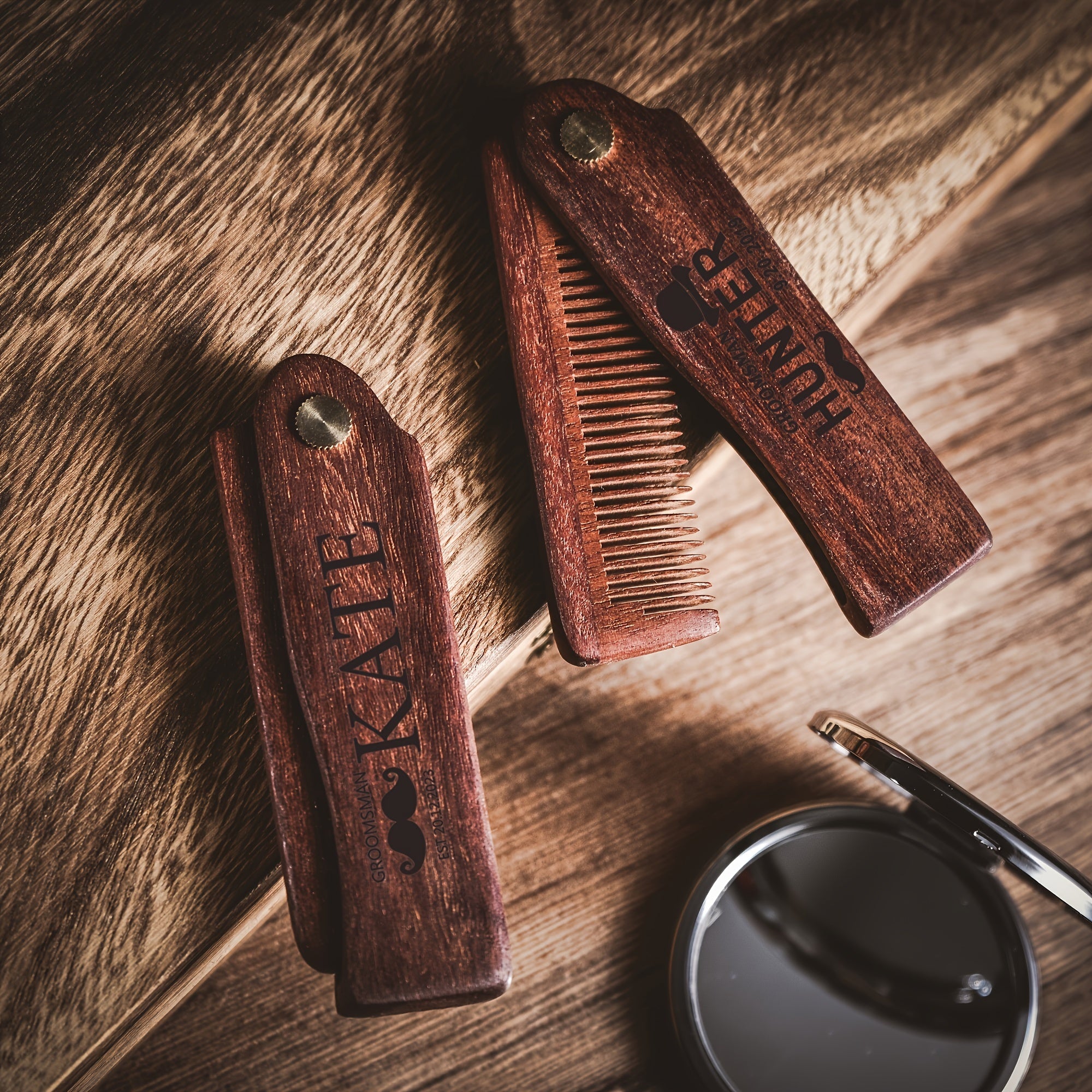 Personalized Wooden Beard Comb with Custom Engraving for Men Grooming