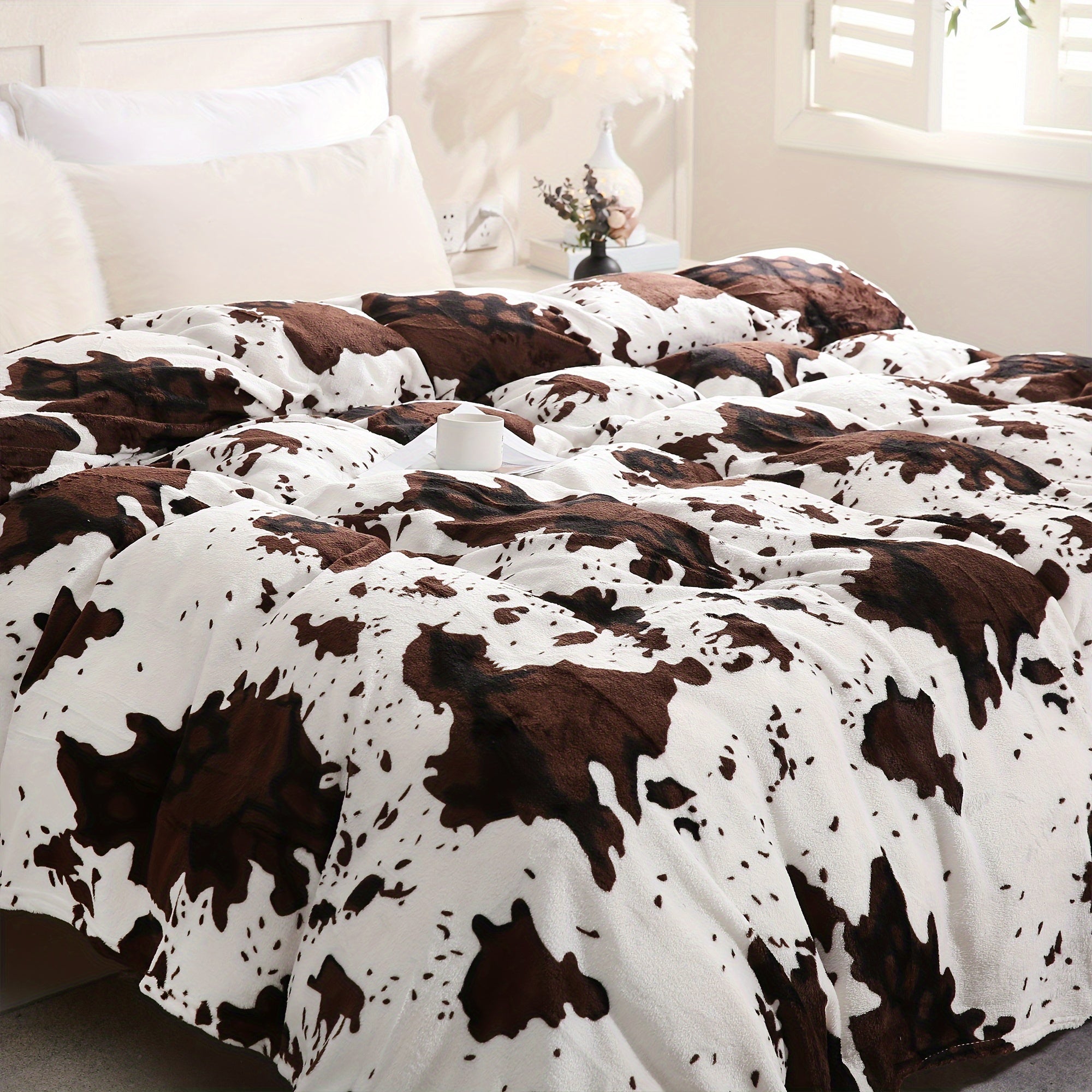 Christmas Cow Pattern Blanket 200g Single Bed Cozy Warmth