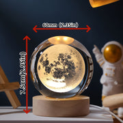 Lámpara de noche de cristal grabado en 3D con láser, sistema solar Saturn USB, regalo decorativo