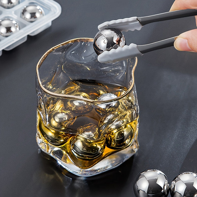 Set of 8 Stainless Steel Ice Ball Makers 25mm Quick-Freeze Spheres for Whiskey and Wine