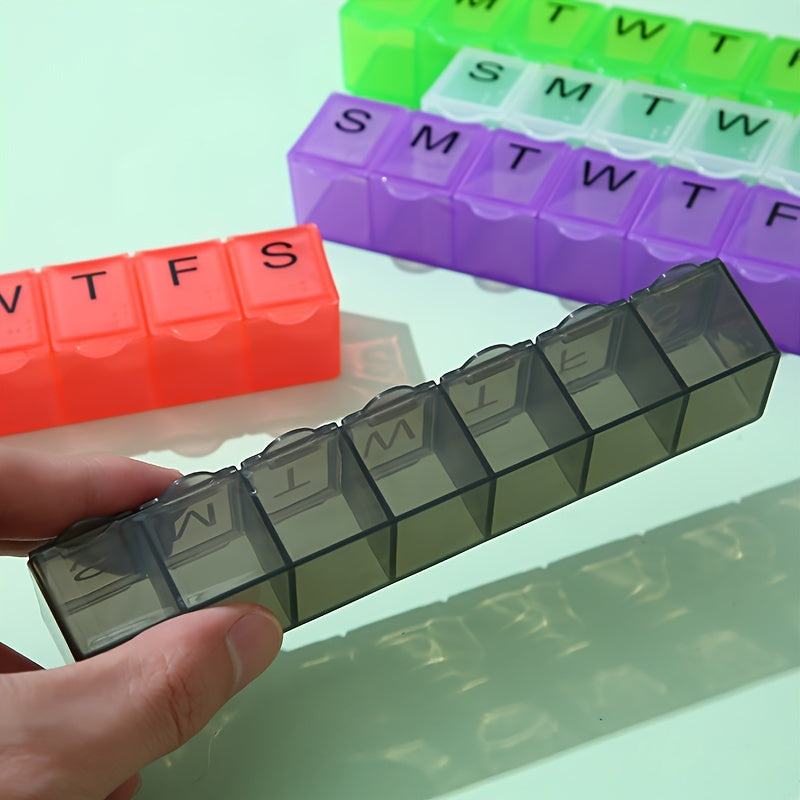 Weekly Pill Organizer Plastic 7-Day Colorful Dosing Box for Vitamins and Medications
