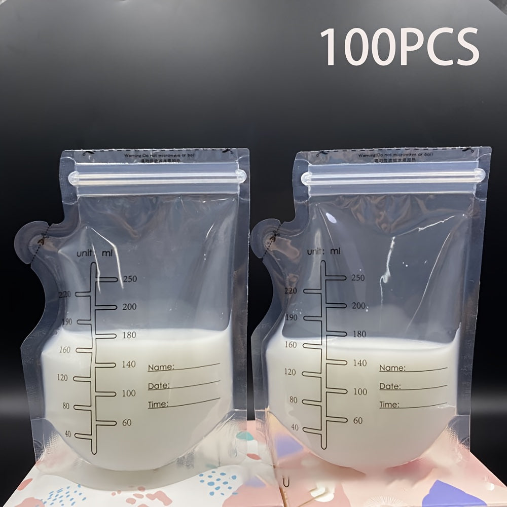 100 шт. по 250 мл мешков для хранения грудного молока, пищевой класс, герметичные, стерилизованные