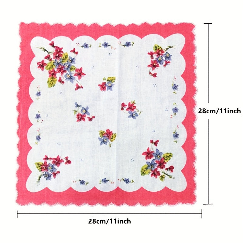 Men's Cotton Handkerchiefs Set of 12 Floral Design 28cm