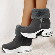 Women's Winter Ankle Boots Fleece Lined Platform Slip-On Cushioned Sole