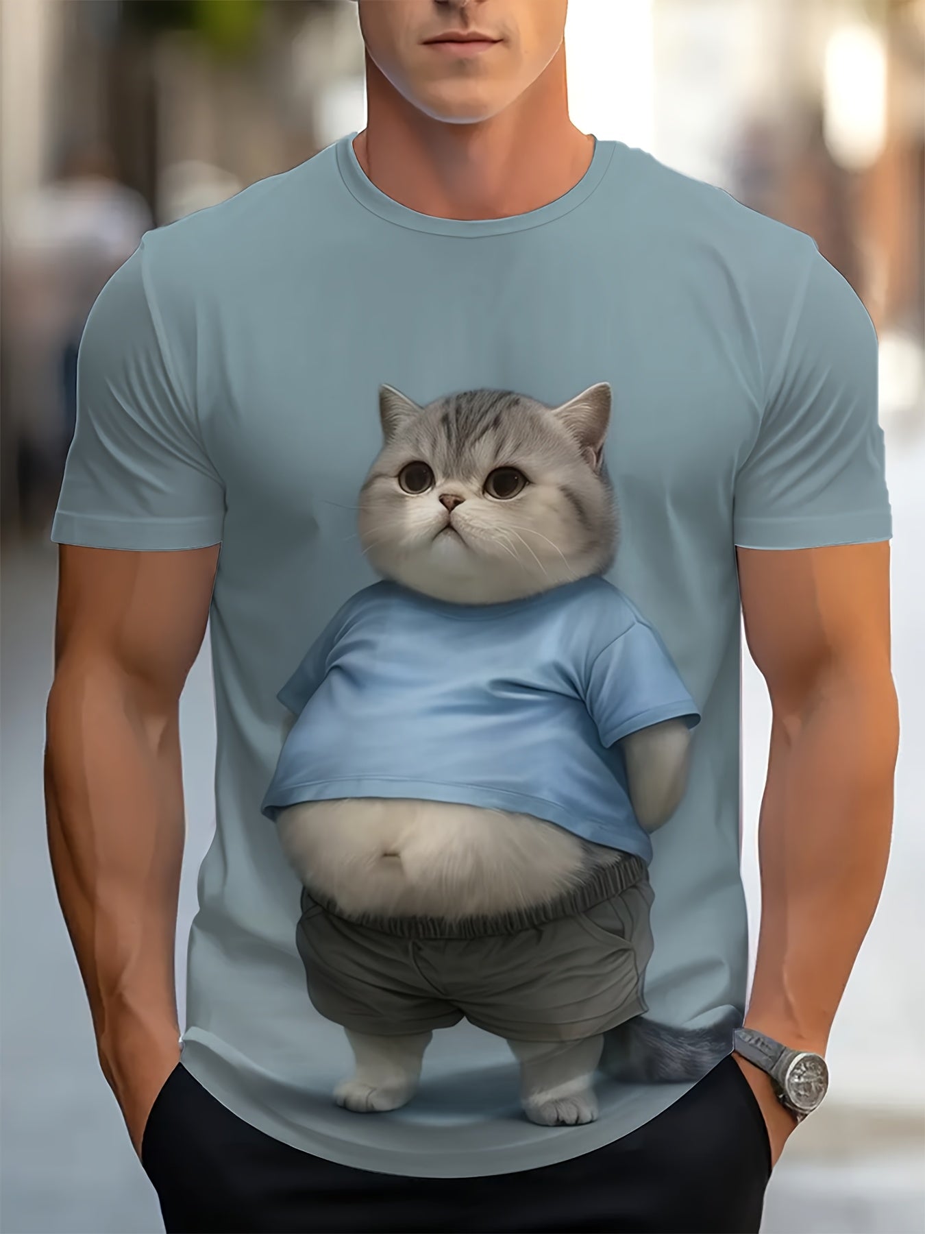Adult and Teen 3D Cat Print T-Shirt Short Sleeve Knit Polyester Casual Summer Spring Fall