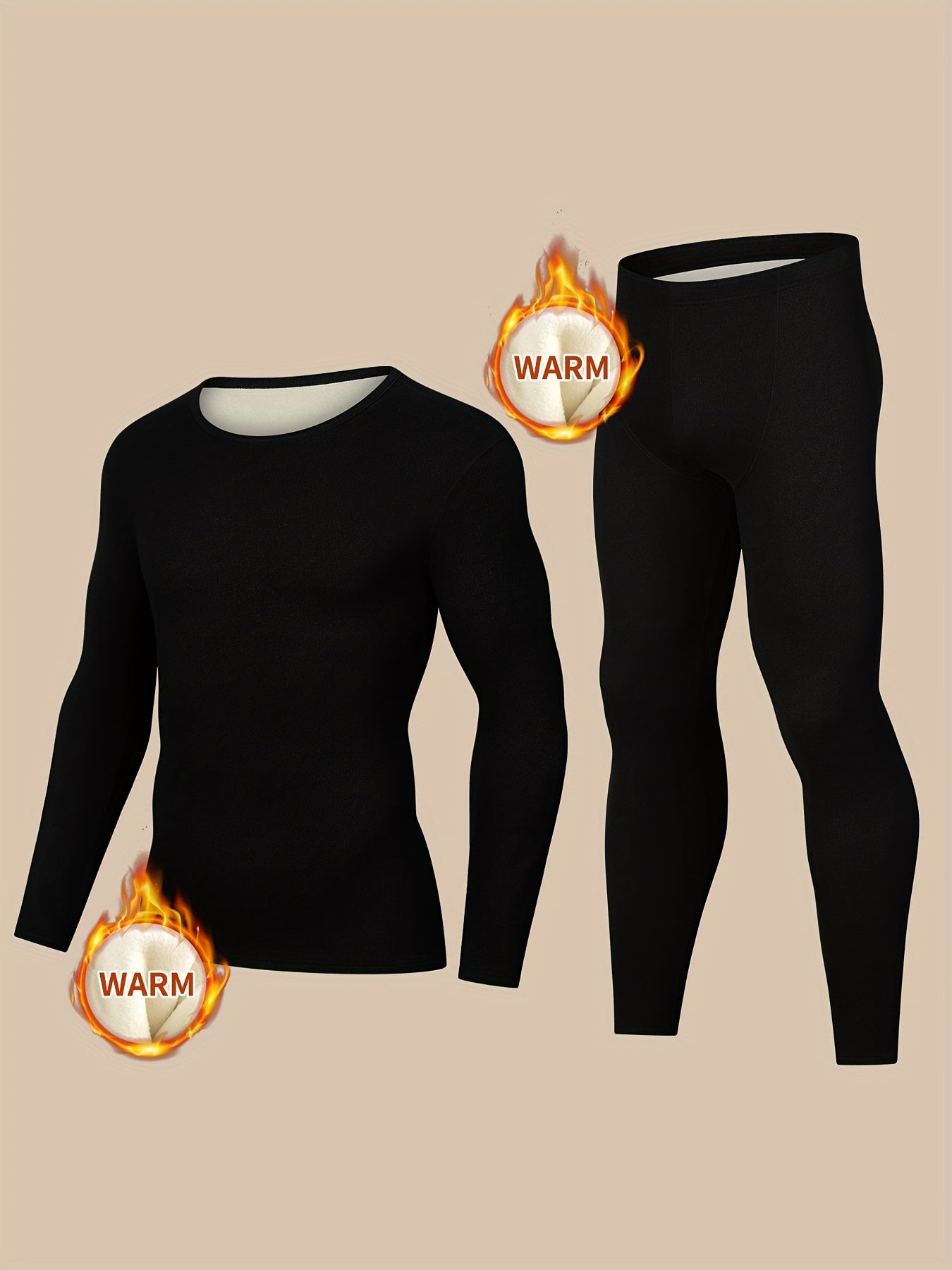 Мужской термальный комплект нижнего белья: длинный рукав, футболка с круглым вырезом и штаны, зимняя теплая одежда