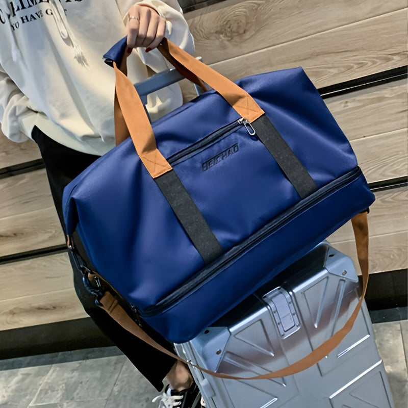 Large Capacity Polyester Travel Tote Bag with Wet Dry Separation for Gym and Travel in Multiple Colors