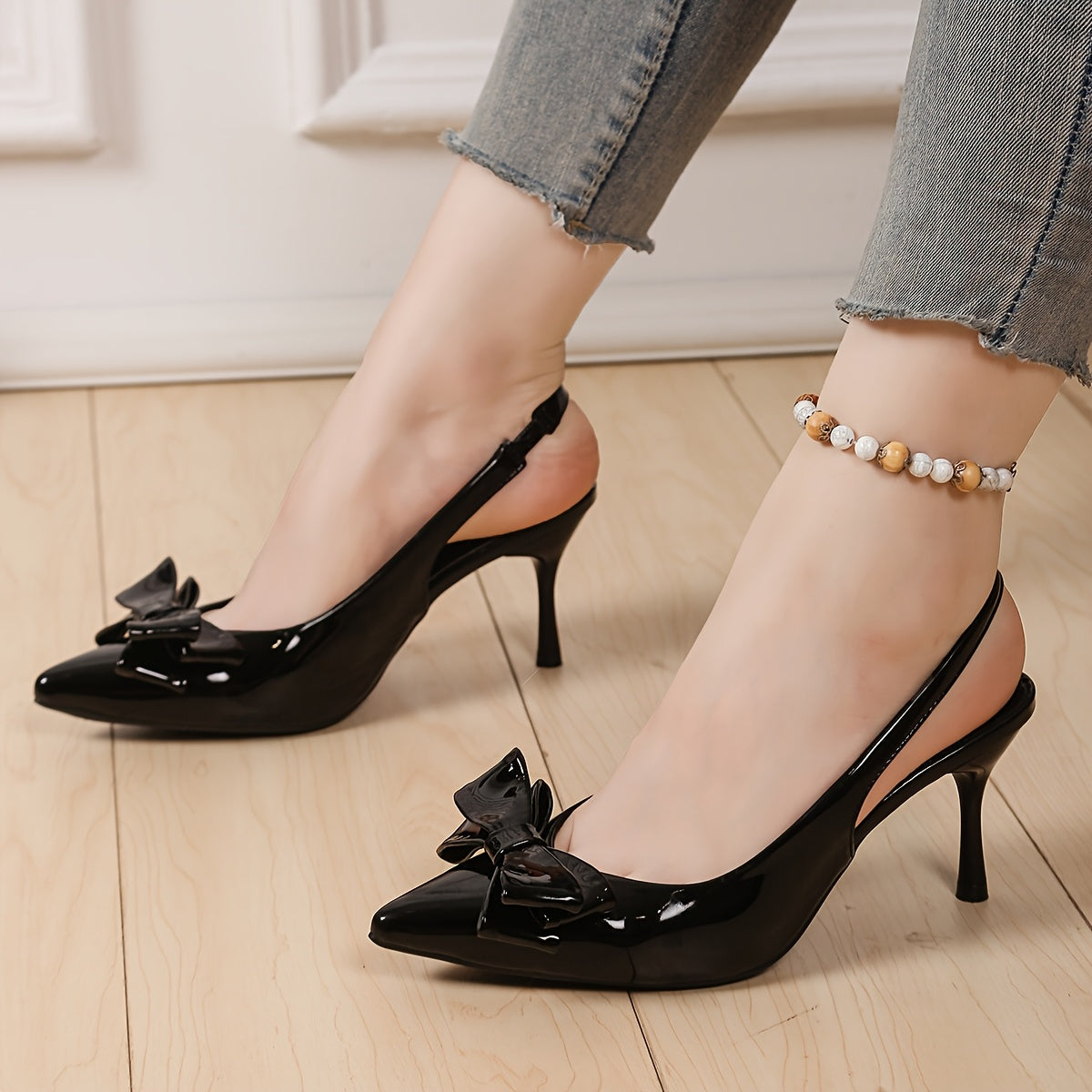 Women's Synthetic Bowknot Pointed Toe Stiletto High Heels