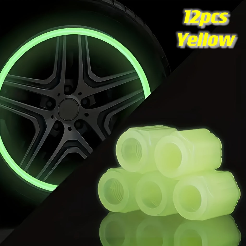Universal Car and Bicycle Fluorescent Valve Stem Caps 4/8/12pcs