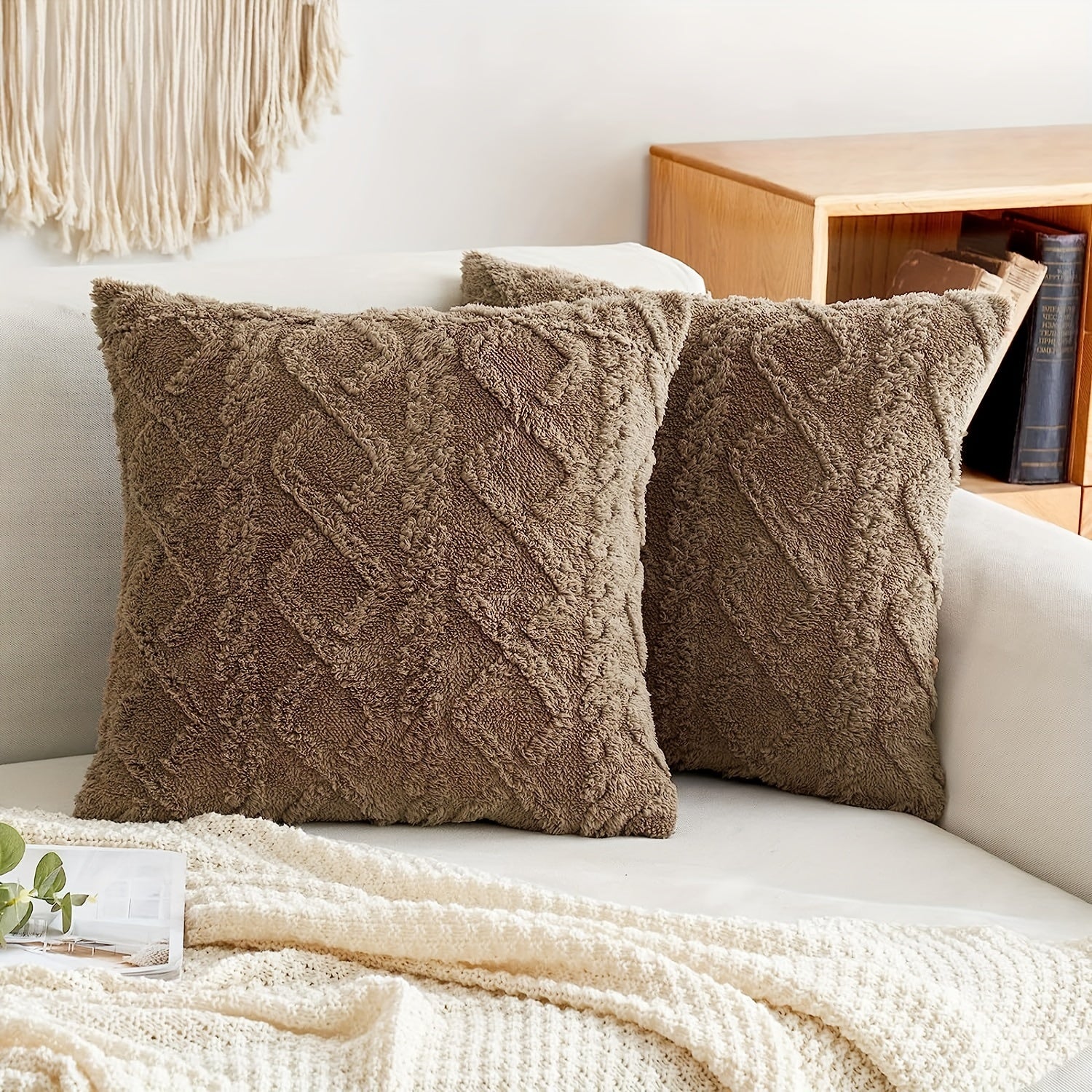 Blue and White Herringbone Throw Pillow Cover with Zipper Closure, Machine Washable Polyester