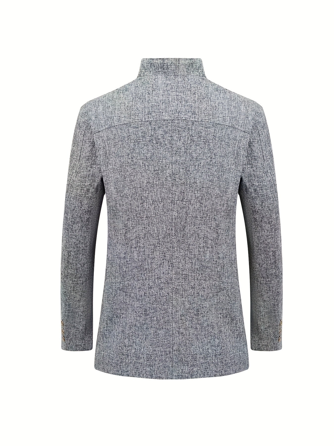 Men's Casual Suit Jacket Slim Fit Stand Collar Polyester Solid Color Regular Fit for Spring Autumn