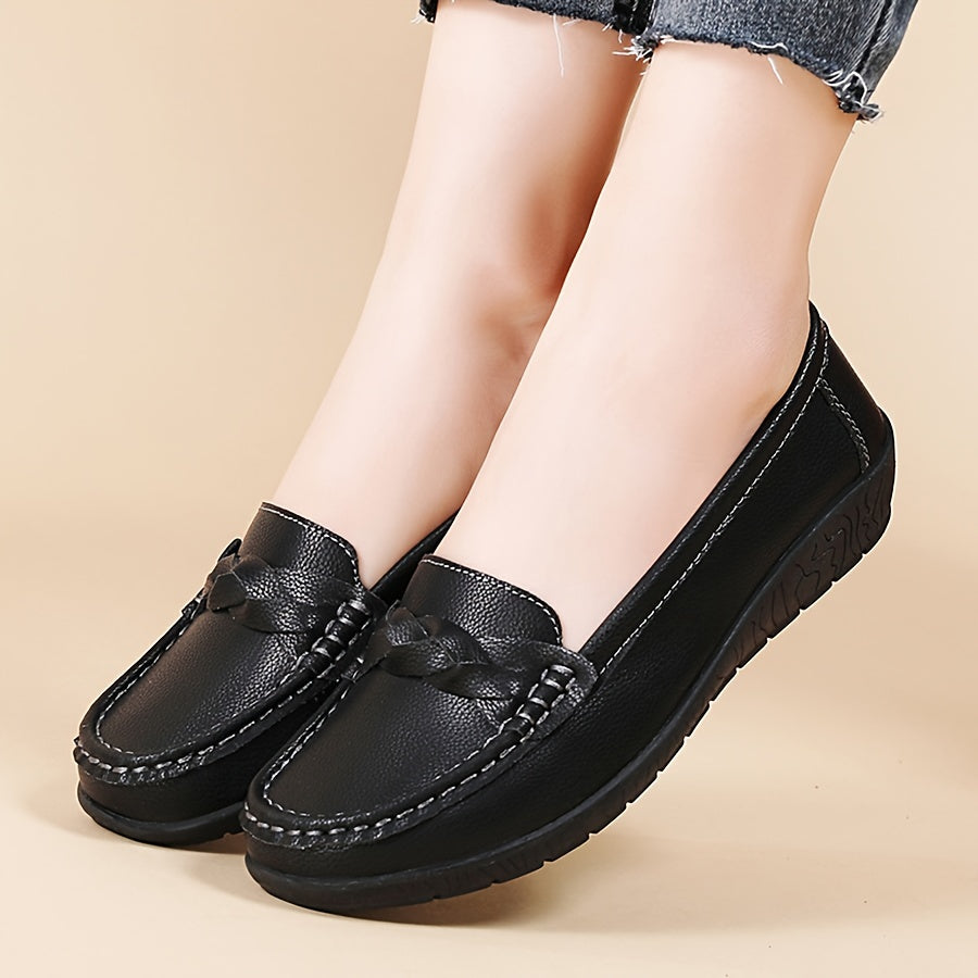 Women's Flat Loafers Slip-On Walking Shoes Soft Sole Rubber Sole