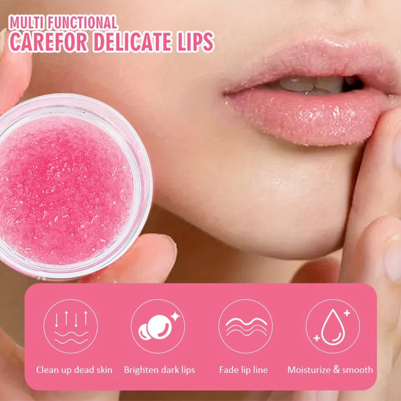 Bodom uchun qizil mevali plant squalane bilan quruqlikni olib tashlovchi va namlantiruvchi lip scrub