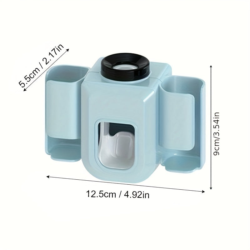 Wall-Mounted Toothbrush Holder with Automatic Toothpaste Dispenser Bathroom Organizer