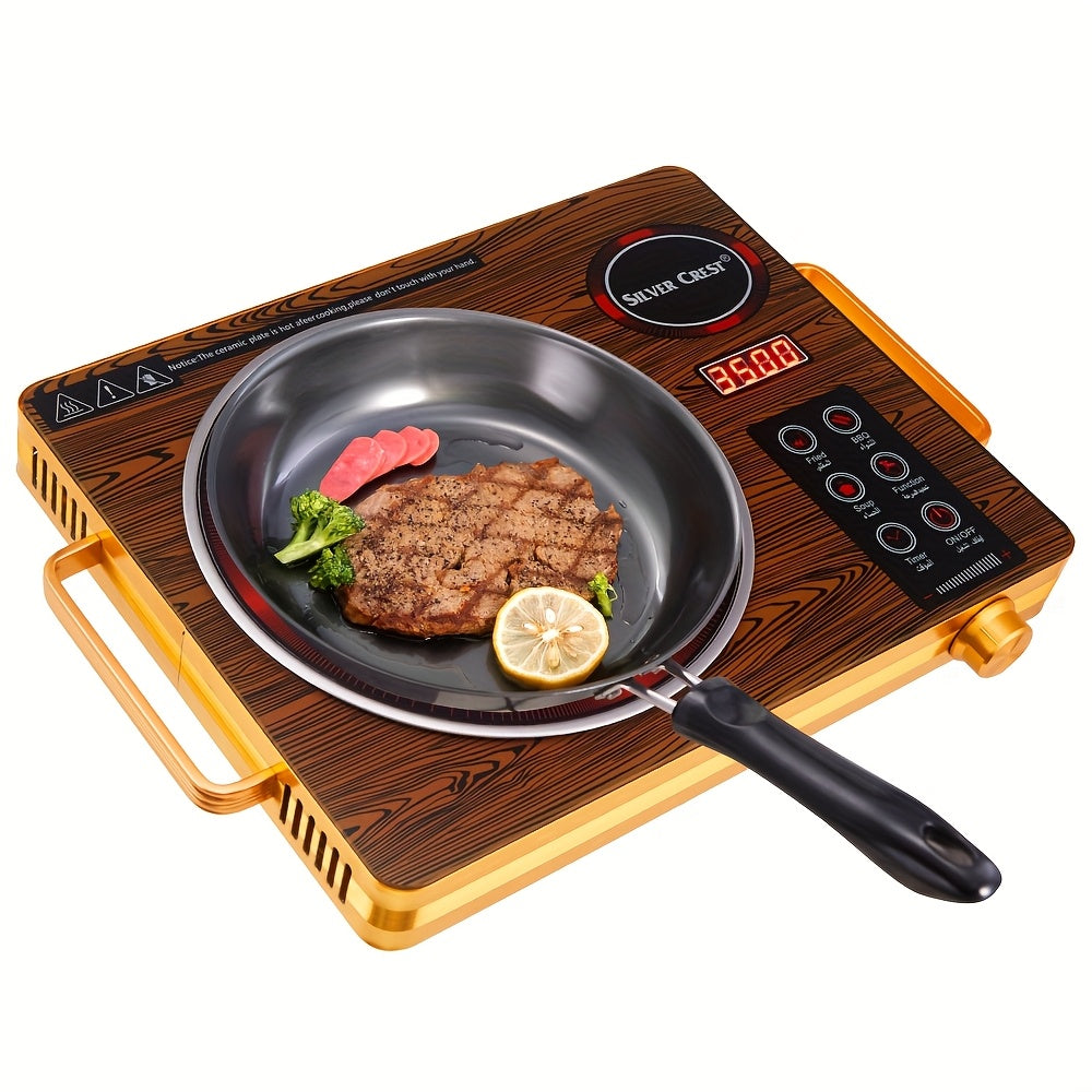 2200W-3500W Induksion pechka, sensorli boshqaruv paneli bilan, ultra yupqa alyuminiy asos, past shovqinli issiq plita, 4 soatlik taymer, pishirish uchun shisha pechka - Evropacha portativ elektr pechka